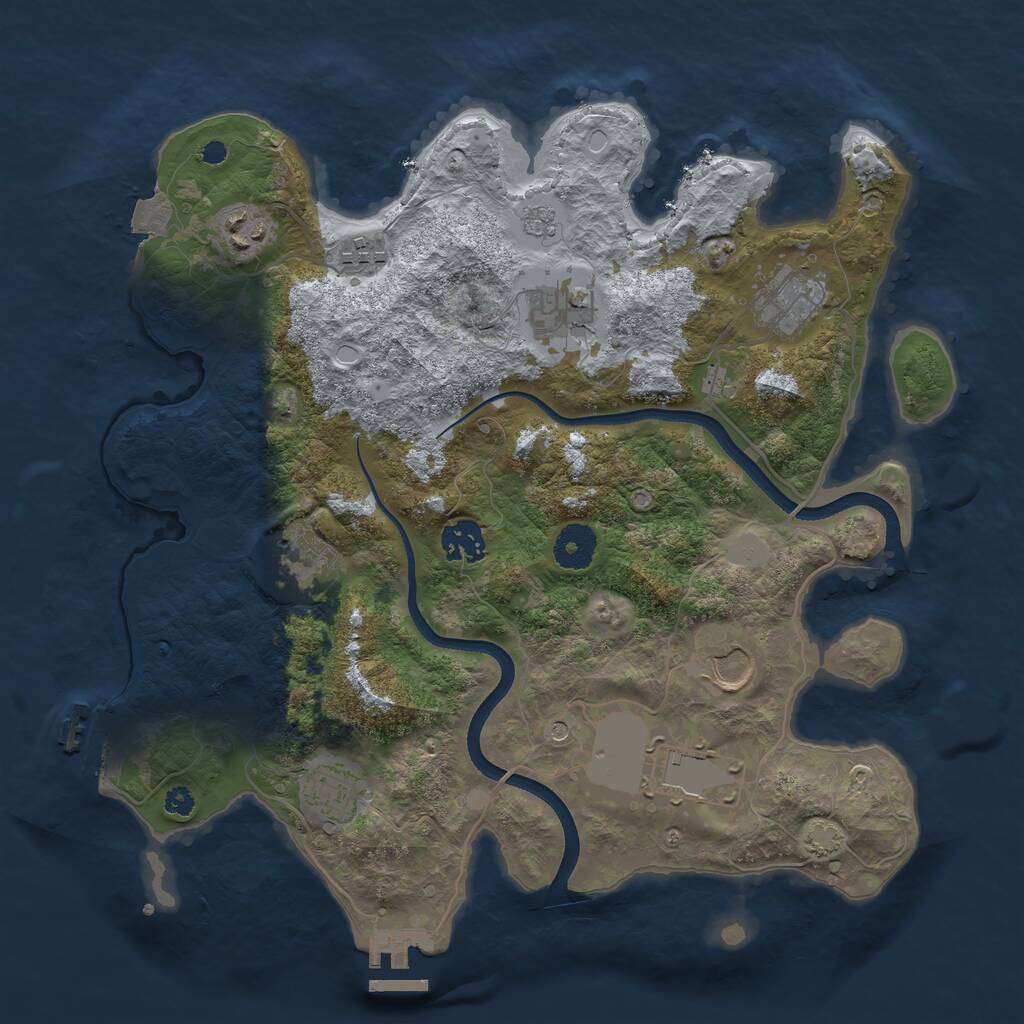 Rust Map: Procedural Map, Size: 3500, Seed: 333865393, 15 Monuments