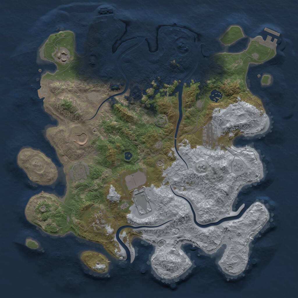 Rust Map: Procedural Map, Size: 3700, Seed: 983827204, 14 Monuments