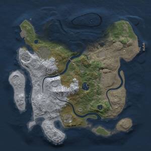 Thumbnail Rust Map: Procedural Map, Size: 3000, Seed: 1040645276, 9 Monuments