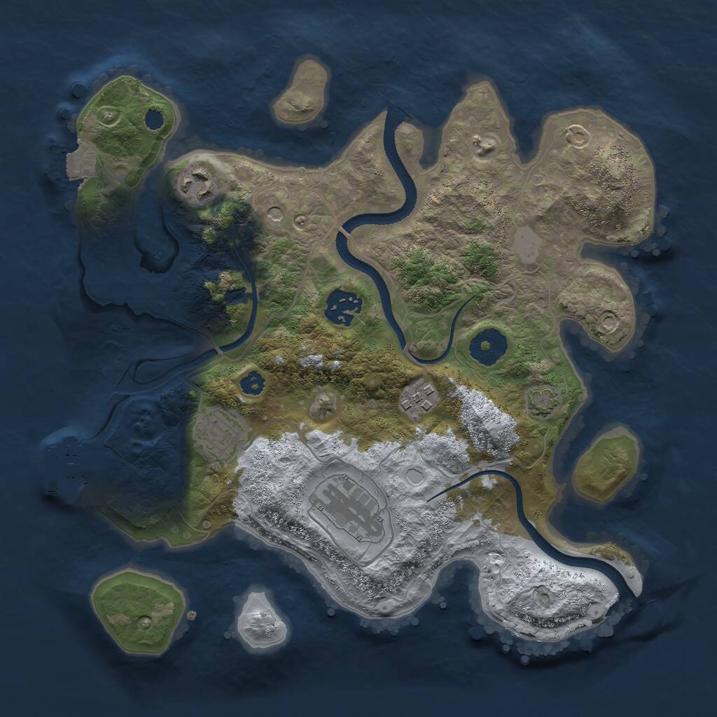 Rust Map: Procedural Map, Size: 3000, Seed: 3683, 9 Monuments