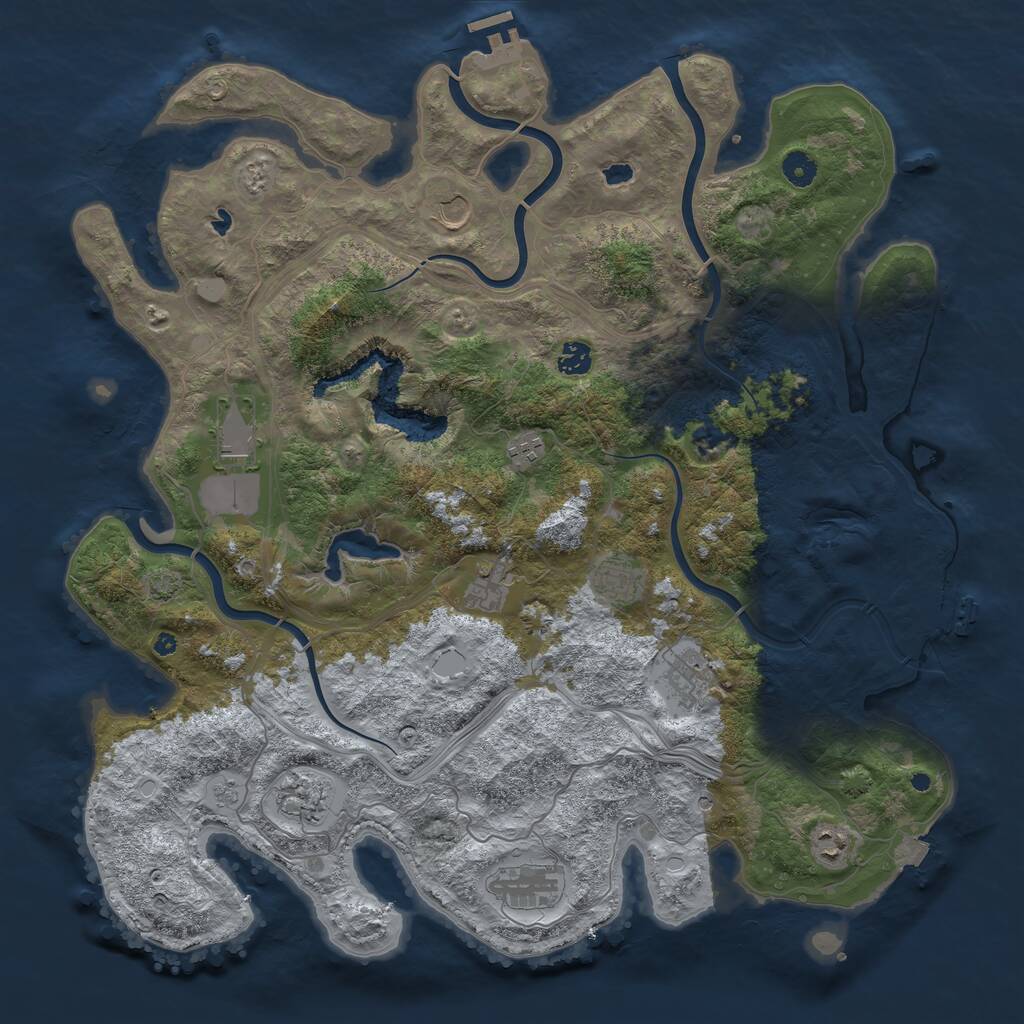 Rust Map: Procedural Map, Size: 4500, Seed: 844323931, 16 Monuments