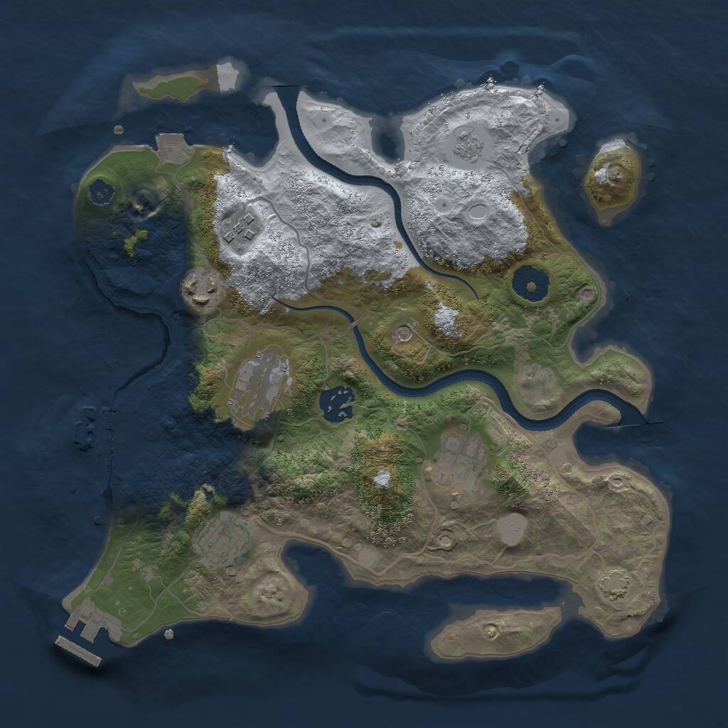 Rust Map: Procedural Map, Size: 3000, Seed: 142618561, 12 Monuments