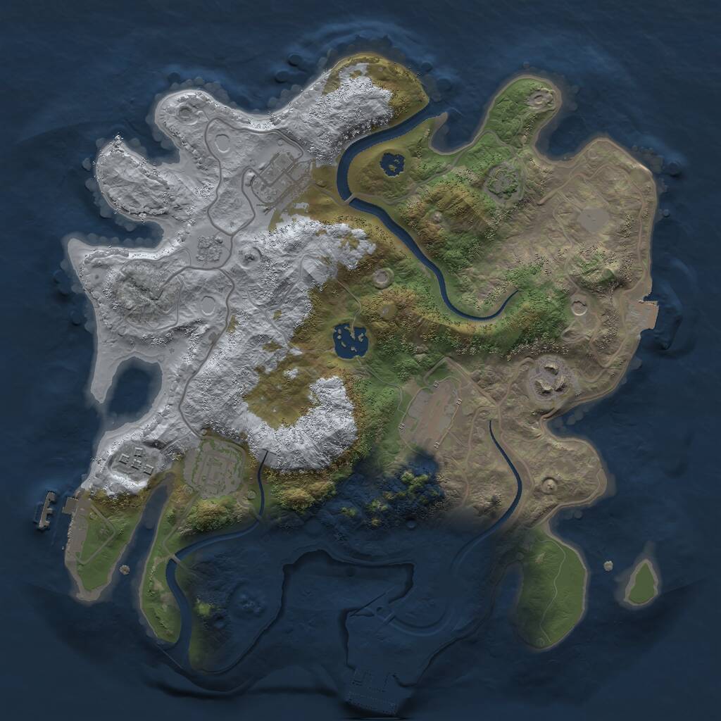 Rust Map: Procedural Map, Size: 3000, Seed: 1951615591, 12 Monuments