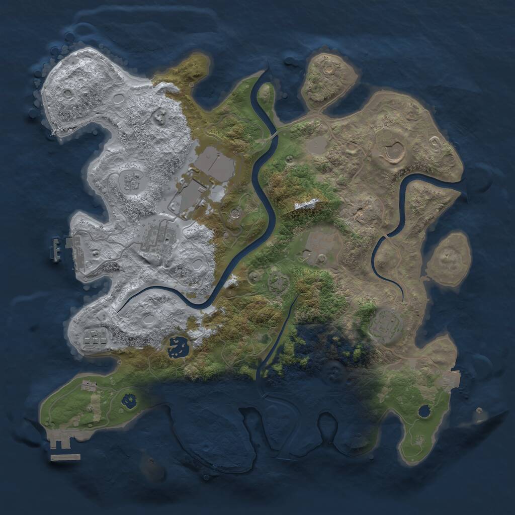 Rust Map: Procedural Map, Size: 3500, Seed: 277932, 13 Monuments