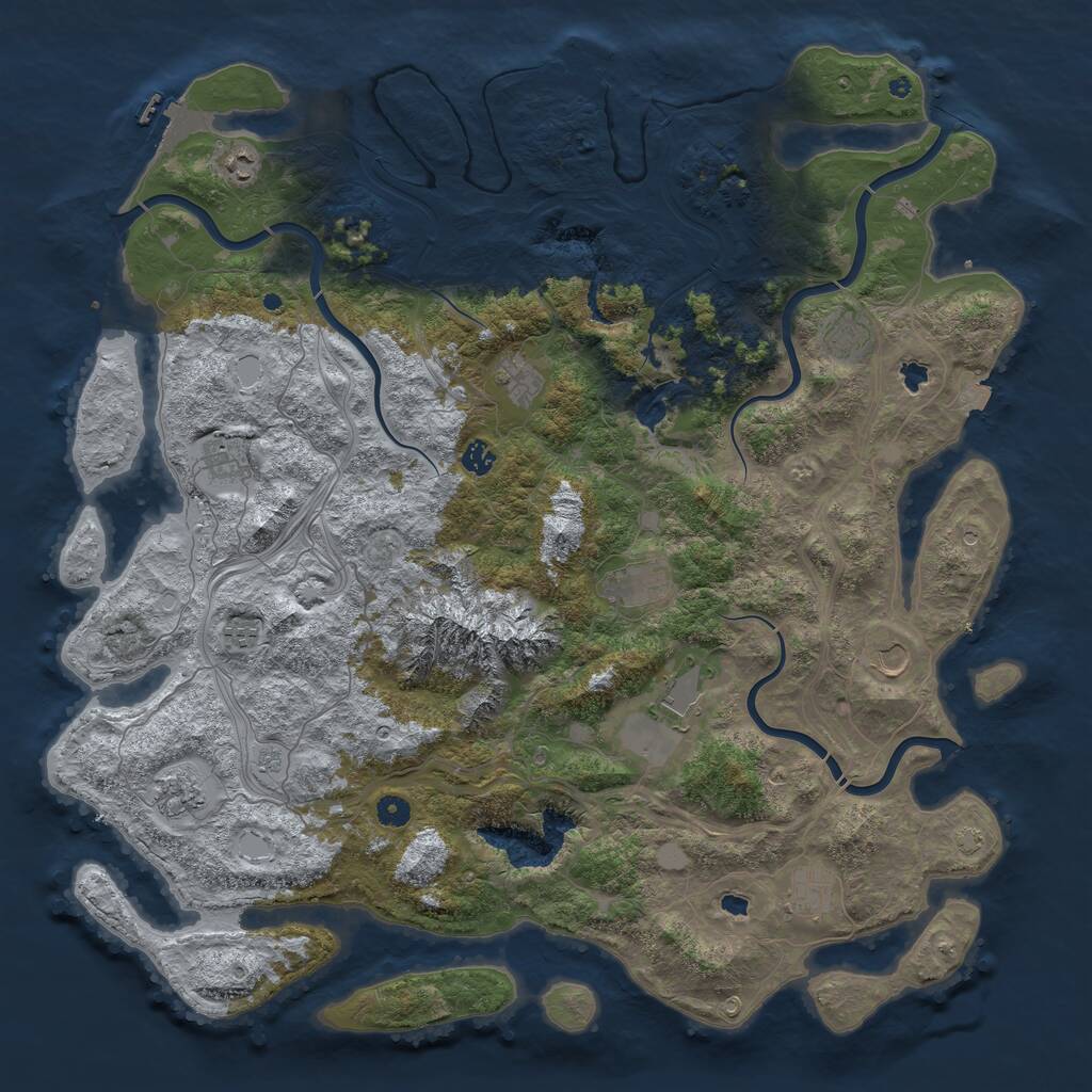 Rust Map: Procedural Map, Size: 5000, Seed: 1030490376, 17 Monuments