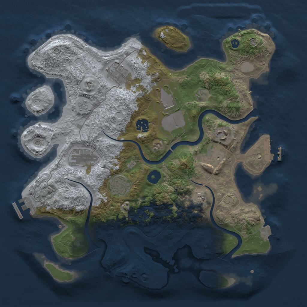 Rust Map: Procedural Map, Size: 3500, Seed: 1416238627, 14 Monuments