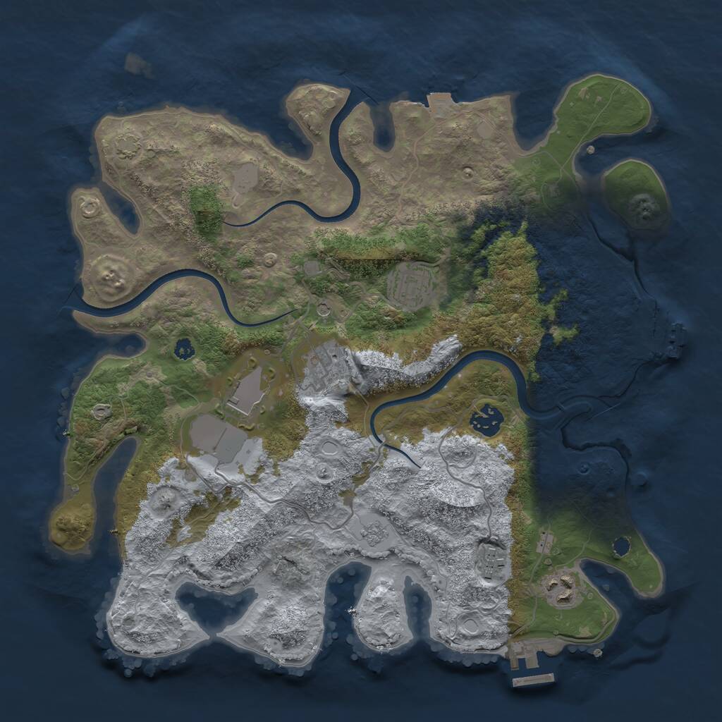 Rust Map: Procedural Map, Size: 3500, Seed: 584511227, 12 Monuments