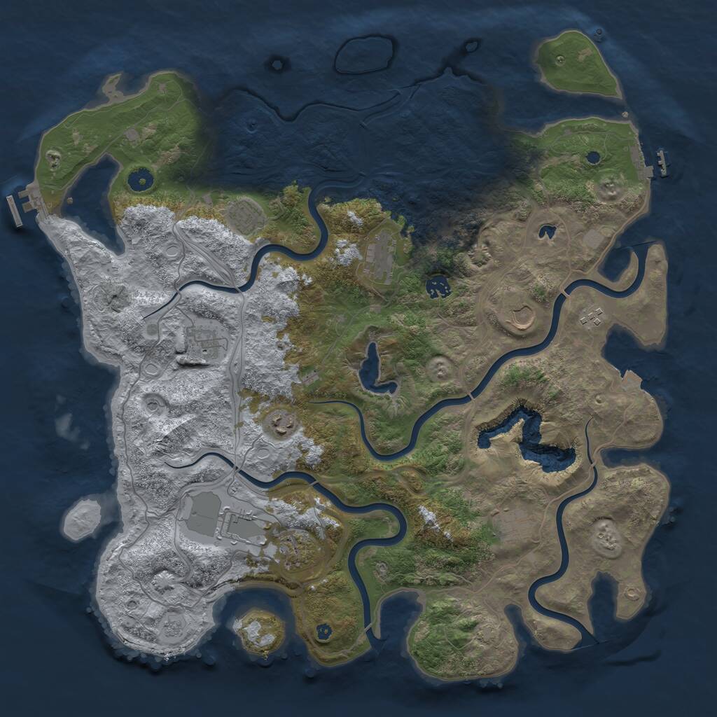 Rust Map: Procedural Map, Size: 4496, Seed: 100, 16 Monuments
