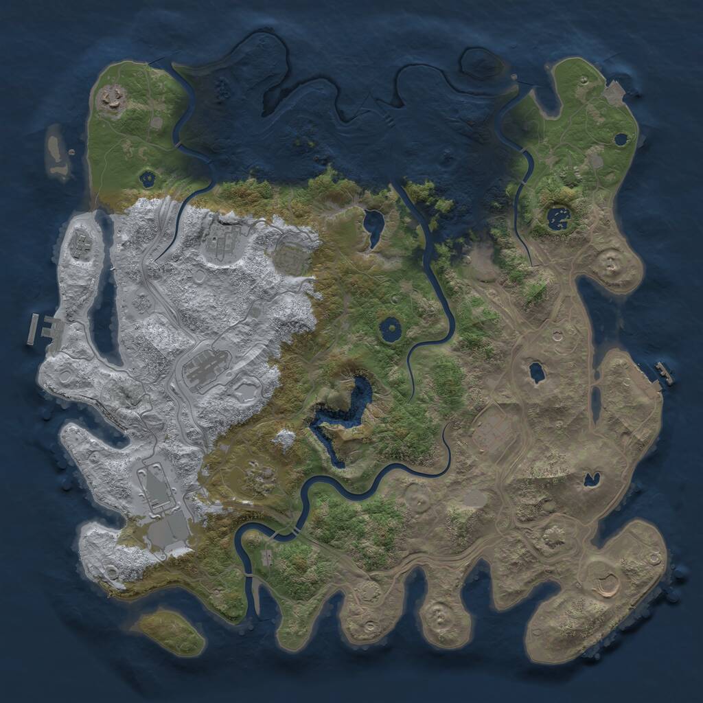 Rust Map: Procedural Map, Size: 4500, Seed: 53741708, 17 Monuments