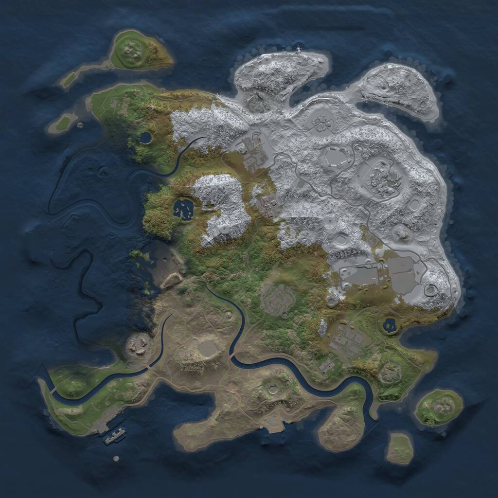Rust Map: Procedural Map, Size: 3500, Seed: 6954342, 15 Monuments