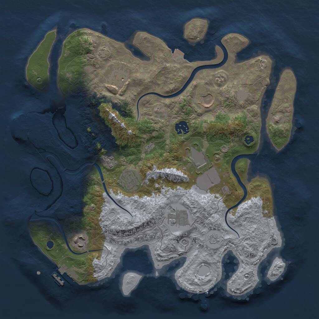 Rust Map: Procedural Map, Size: 3500, Seed: 52368, 14 Monuments