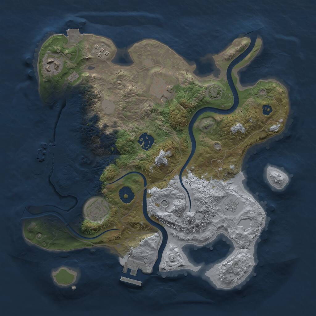 Rust Map: Procedural Map, Size: 3000, Seed: 1350239581, 11 Monuments