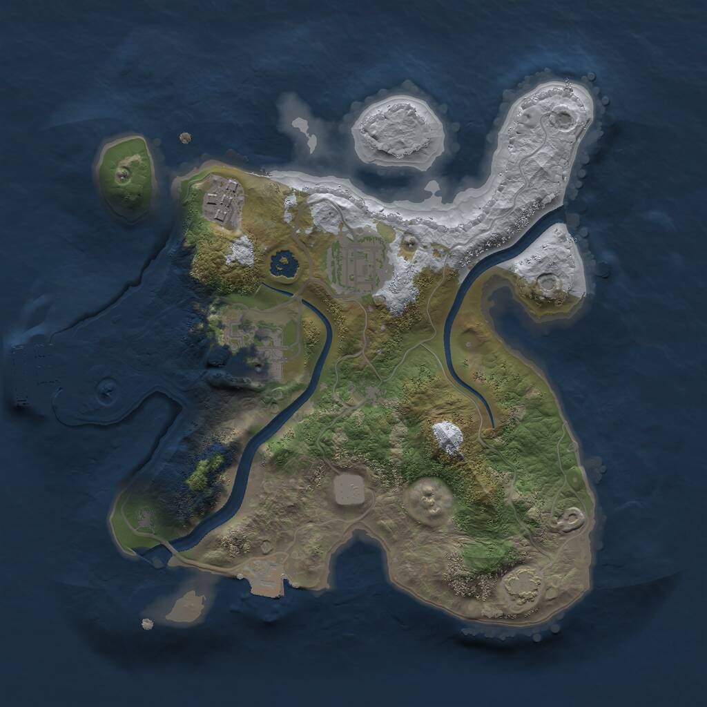 Rust Map: Procedural Map, Size: 2500, Seed: 21355, 6 Monuments