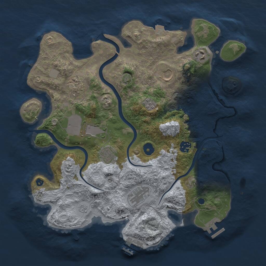 Rust Map: Procedural Map, Size: 3500, Seed: 708521073, 14 Monuments
