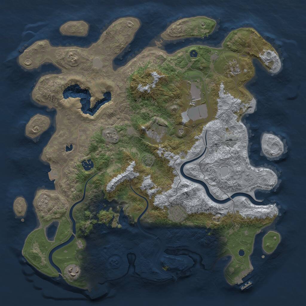 Rust Map: Procedural Map, Size: 4000, Seed: 517461357, 13 Monuments