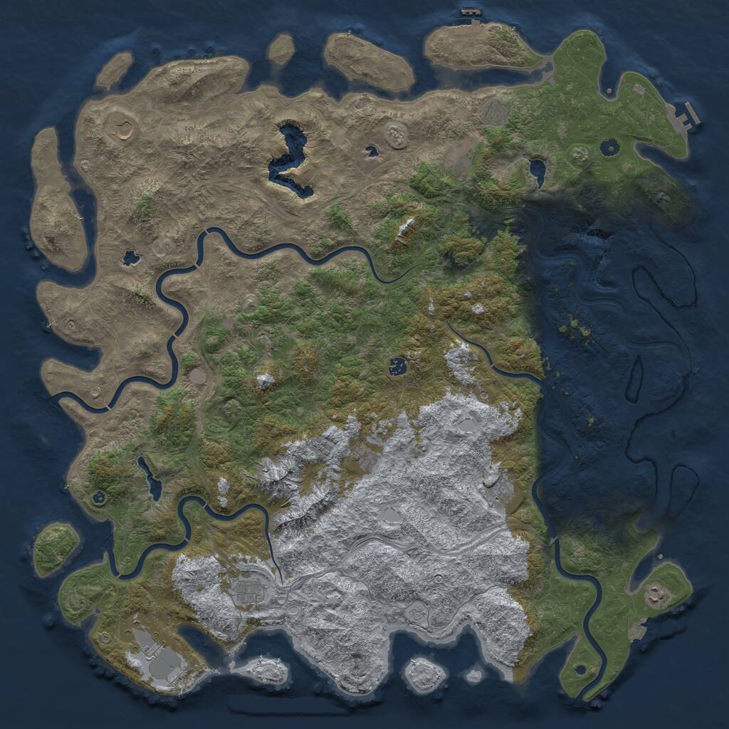 Rust Map: Procedural Map, Size: 6000, Seed: 485837724, 17 Monuments