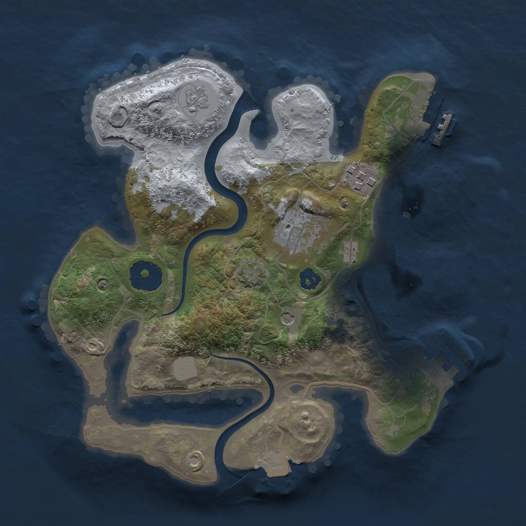 Rust Map: Procedural Map, Size: 2500, Seed: 2043457428, 8 Monuments