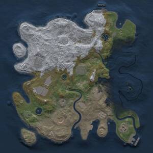 Thumbnail Rust Map: Procedural Map, Size: 3500, Seed: 1638448173, 15 Monuments