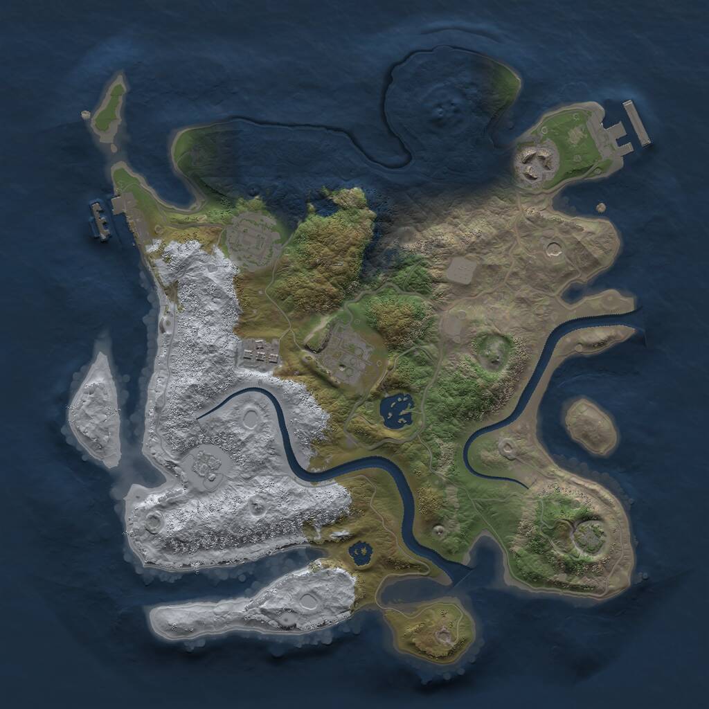 Rust Map: Procedural Map, Size: 3000, Seed: 832140896, 11 Monuments