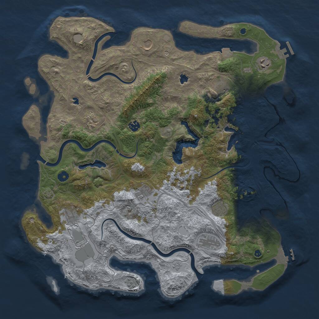 Rust Map: Procedural Map, Size: 4500, Seed: 36912, 17 Monuments