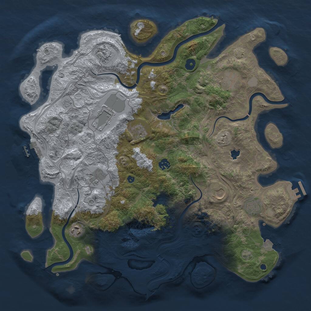 Rust Map: Procedural Map, Size: 4250, Seed: 238910901, 16 Monuments