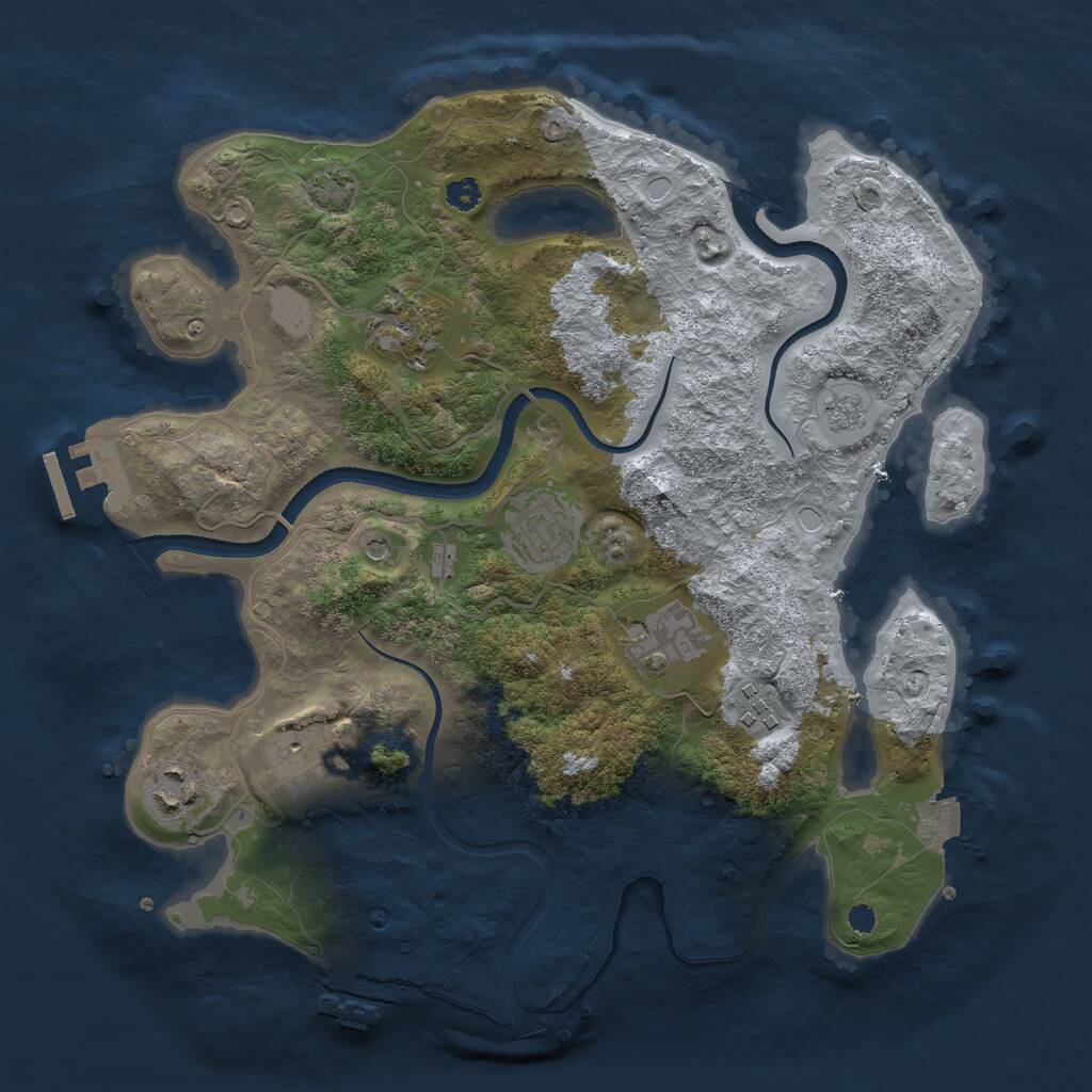 Rust Map: Procedural Map, Size: 3200, Seed: 1401934113, 12 Monuments