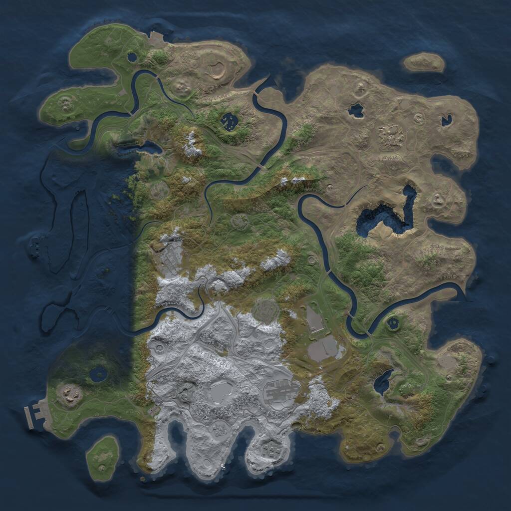 Rust Map: Procedural Map, Size: 4500, Seed: 840431430, 15 Monuments