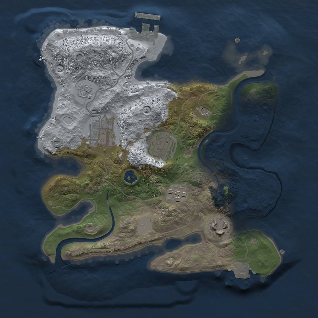 Rust Map: Procedural Map, Size: 2500, Seed: 215464, 8 Monuments