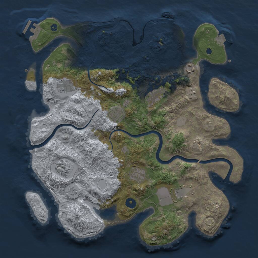 Rust Map: Procedural Map, Size: 3650, Seed: 8463285, 14 Monuments