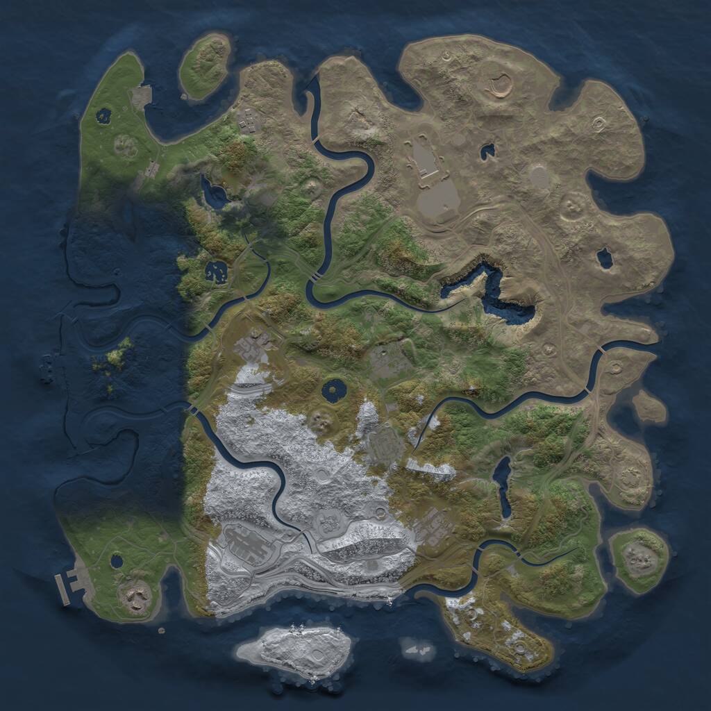 Rust Map: Procedural Map, Size: 4500, Seed: 122602886, 16 Monuments