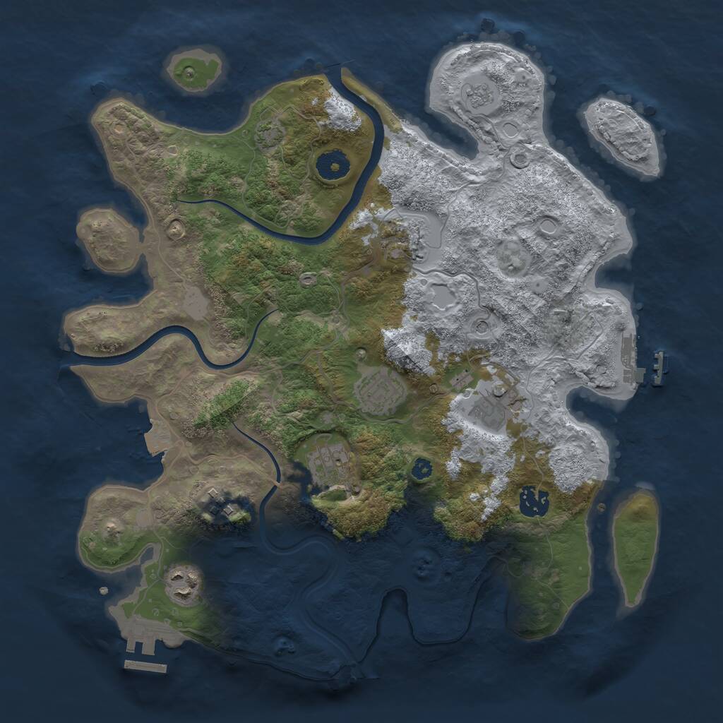 Rust Map: Procedural Map, Size: 3450, Seed: 1401934113, 13 Monuments