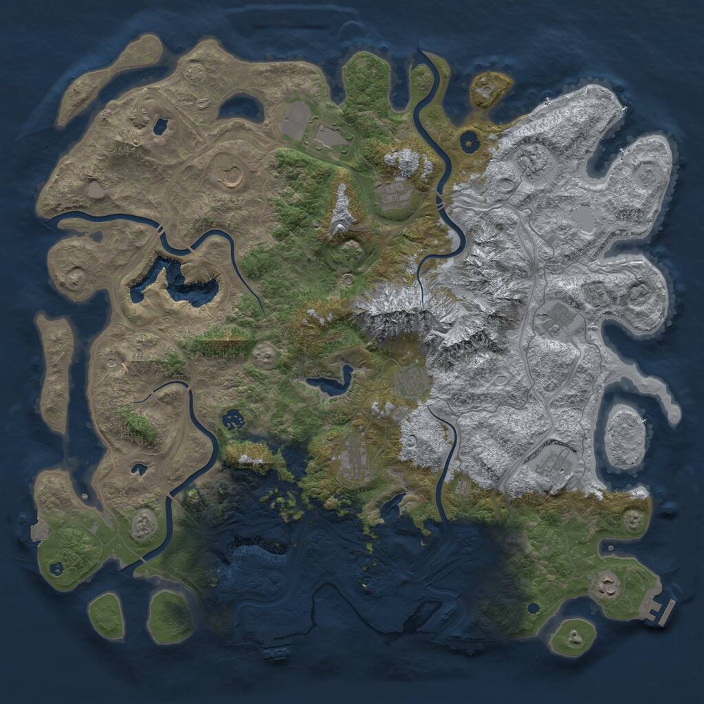 Rust Map: Procedural Map, Size: 5000, Seed: 931124118, 17 Monuments