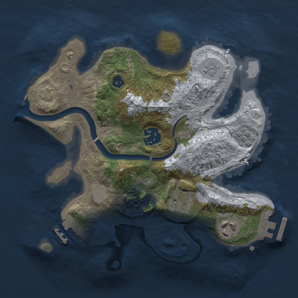Rust Map: Procedural Map, Size: 2500, Seed: 346152, 10 Monuments