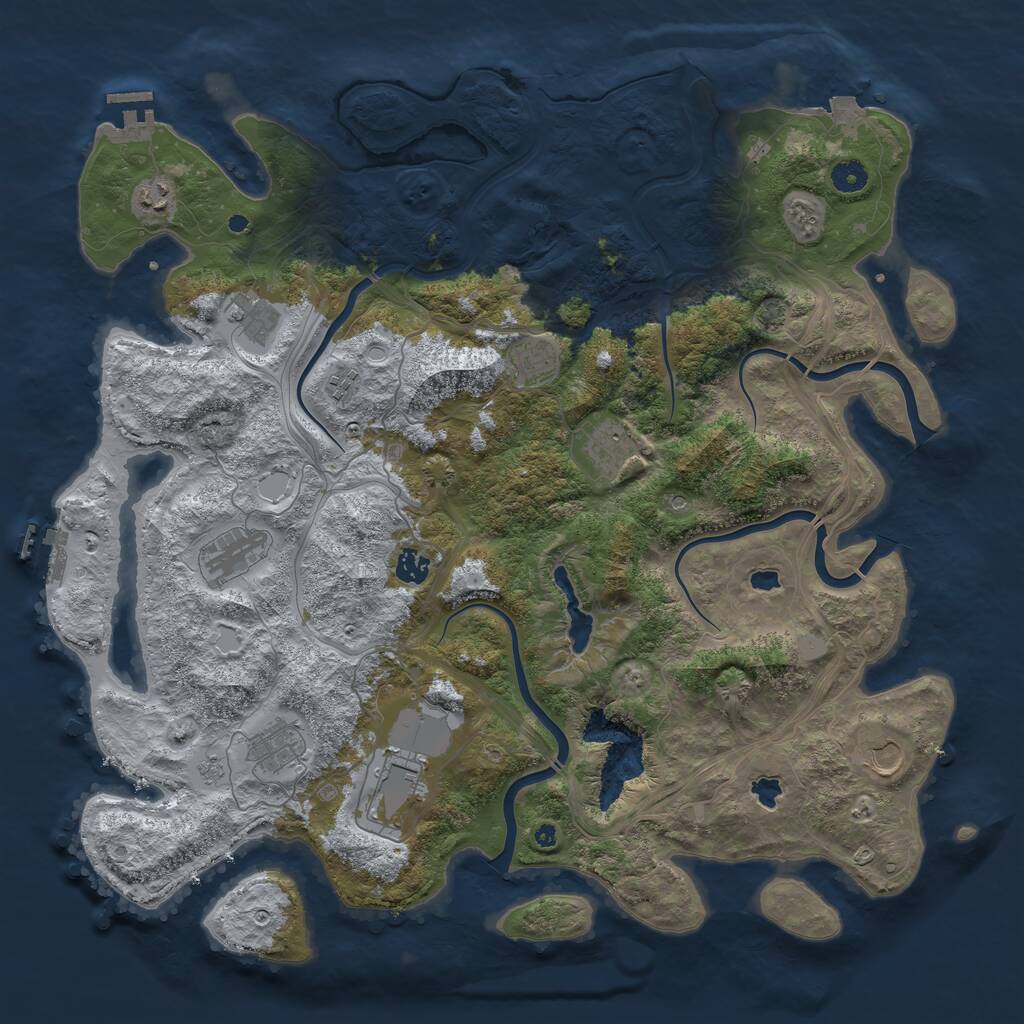 Rust Map: Procedural Map, Size: 4500, Seed: 799155346, 16 Monuments