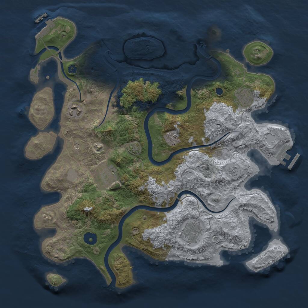Rust Map: Procedural Map, Size: 3495, Seed: 416714780, 11 Monuments