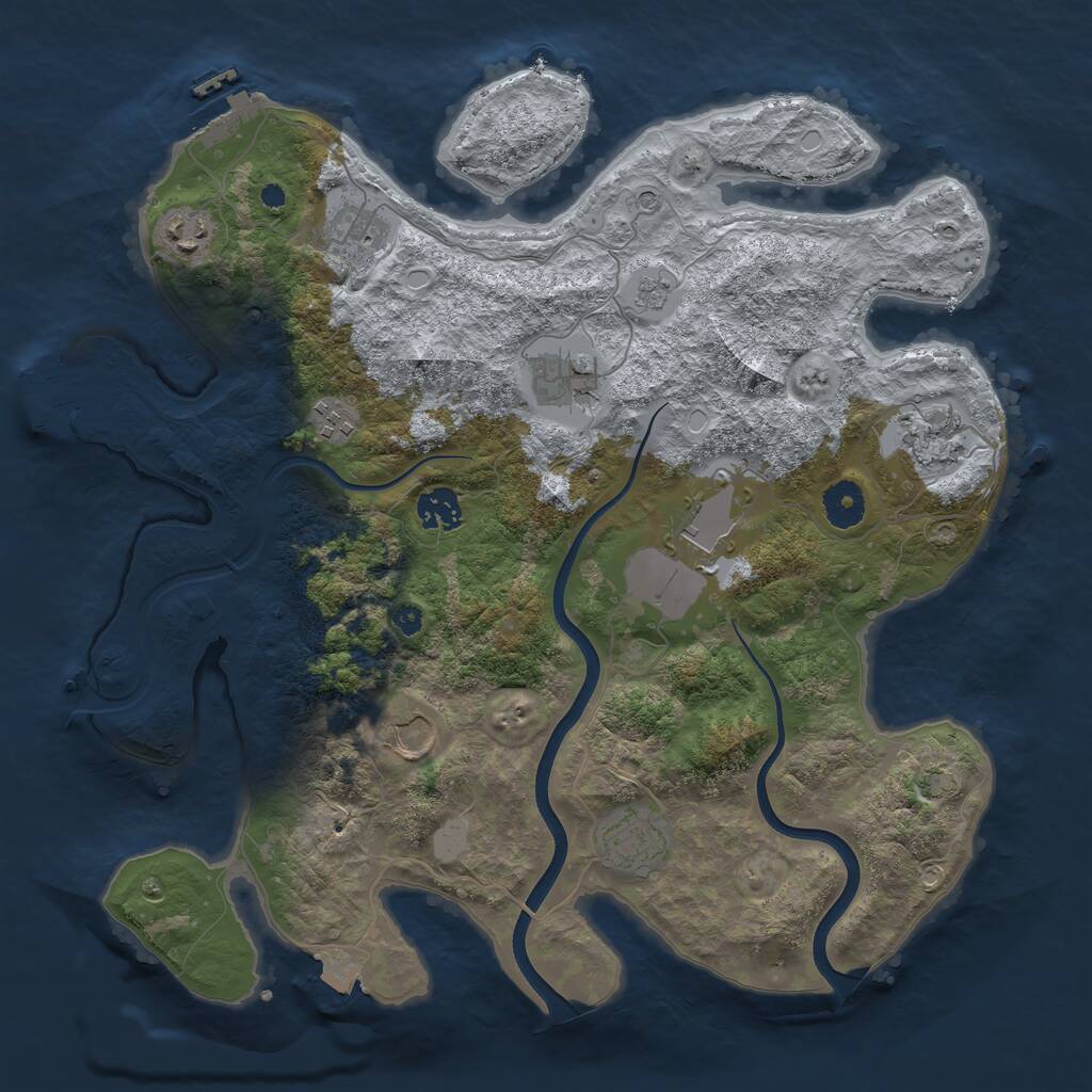 Rust Map: Procedural Map, Size: 3700, Seed: 2118337216, 15 Monuments
