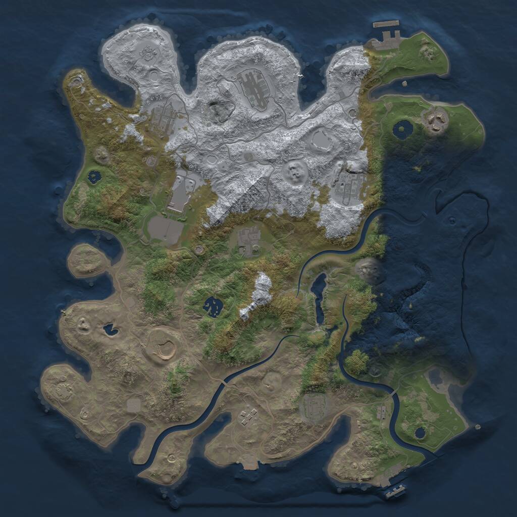 Rust Map: Procedural Map, Size: 4000, Seed: 542029141, 16 Monuments