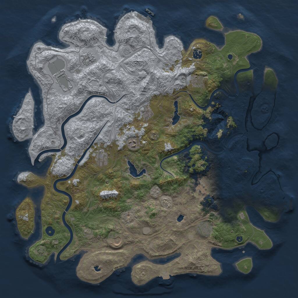 Rust Map: Procedural Map, Size: 4800, Seed: 121001, 17 Monuments