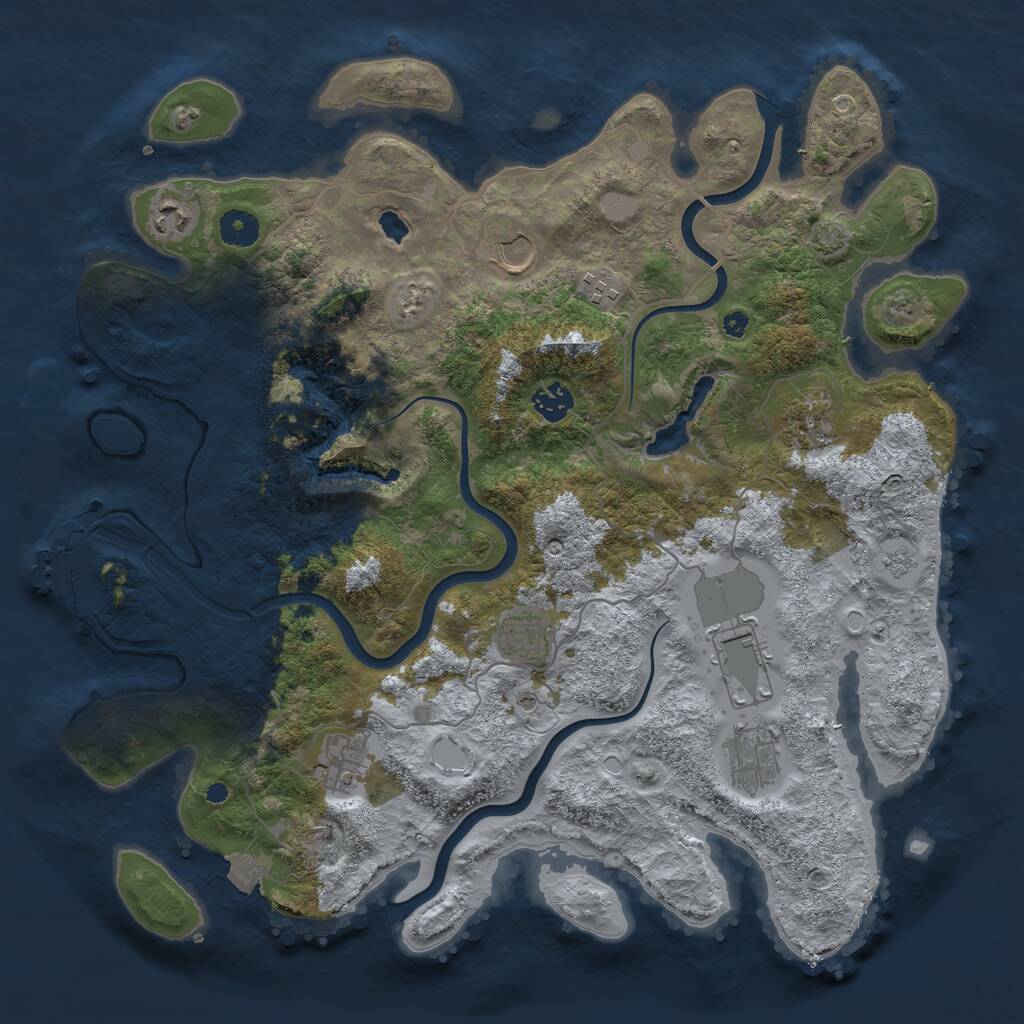 Rust Map: Procedural Map, Size: 4000, Seed: 665108122, 14 Monuments