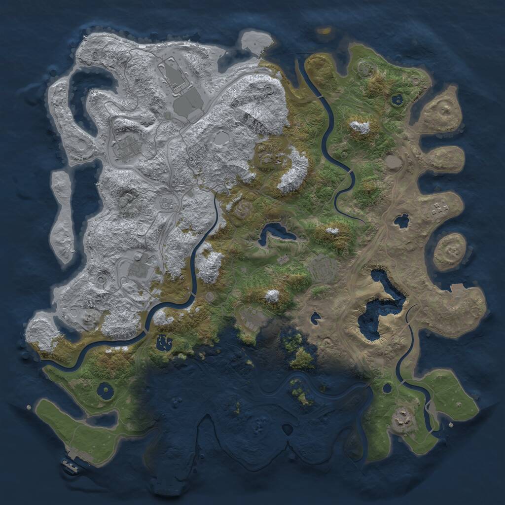 Rust Map: Procedural Map, Size: 4500, Seed: 1415048696, 15 Monuments