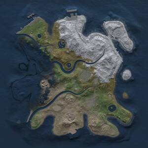 Thumbnail Rust Map: Procedural Map, Size: 3000, Seed: 1762862523, 10 Monuments