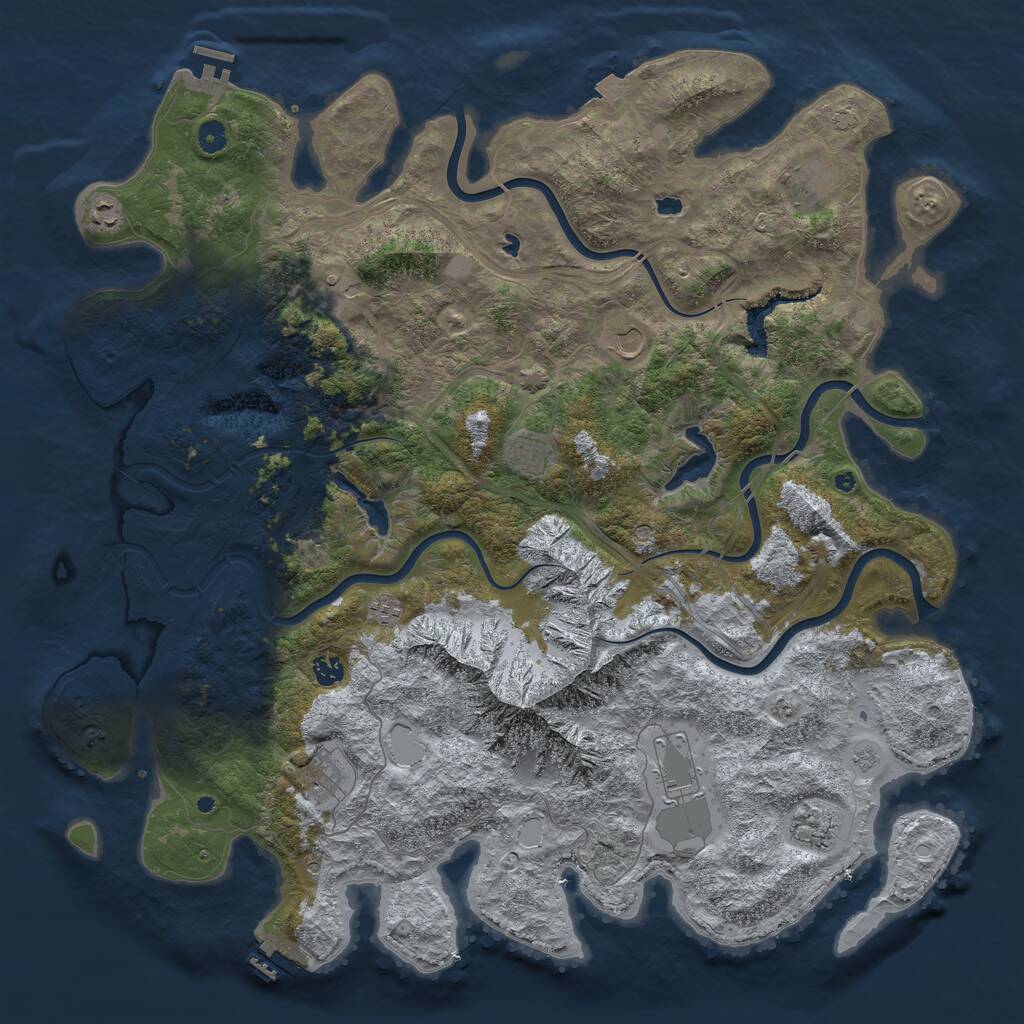Rust Map: Procedural Map, Size: 5000, Seed: 67890, 16 Monuments