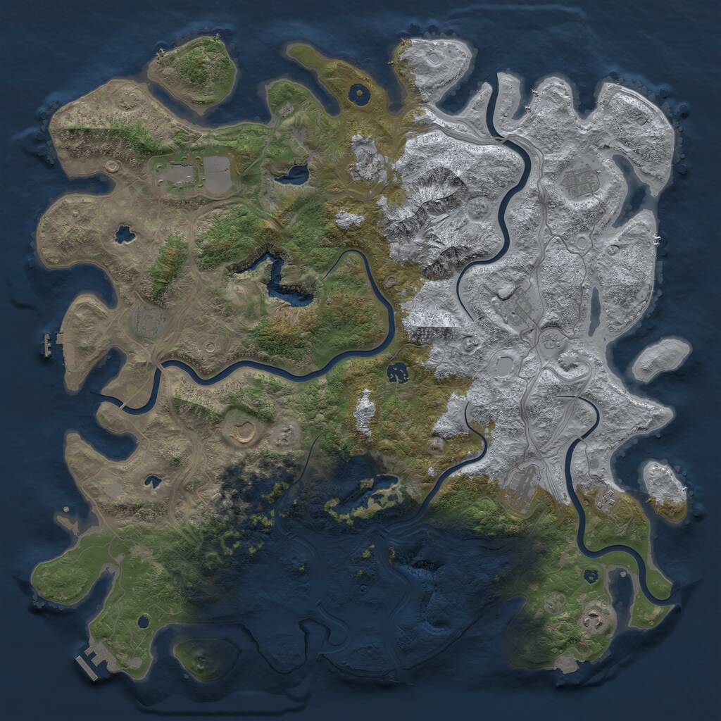 Rust Map: Procedural Map, Size: 5000, Seed: 939620812, 16 Monuments