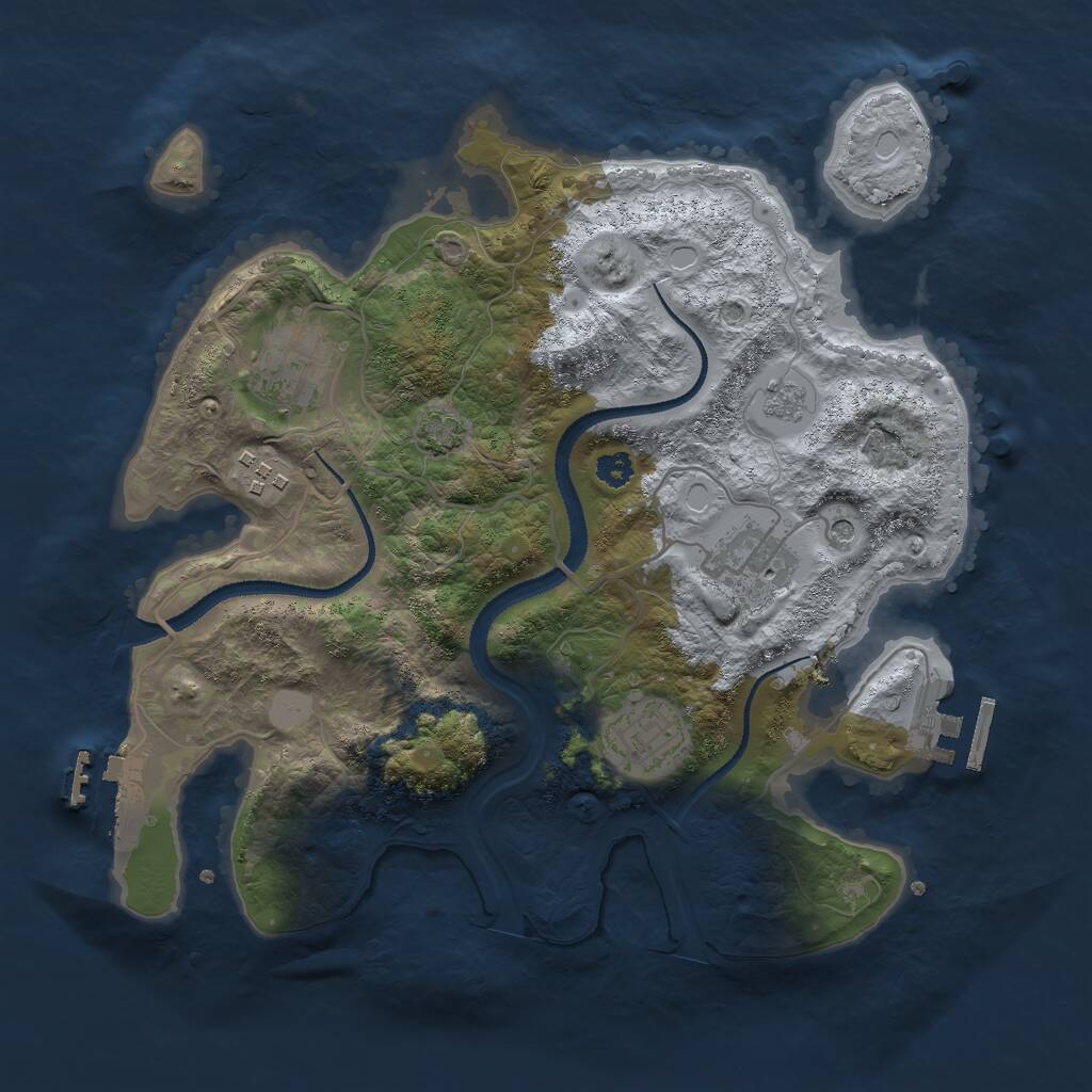 Rust Map: Procedural Map, Size: 3000, Seed: 48520, 10 Monuments