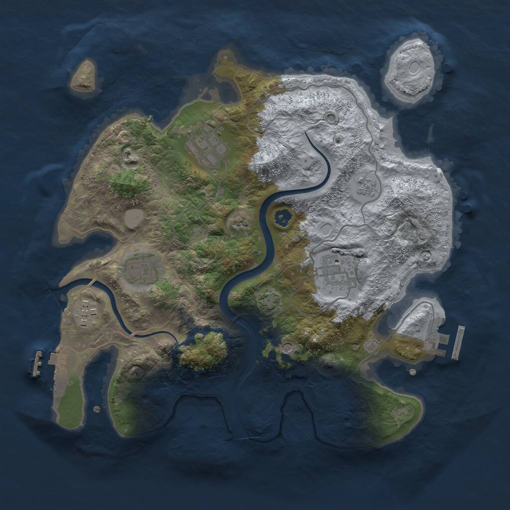 Rust Map: Procedural Map, Size: 3000, Seed: 48520, 10 Monuments