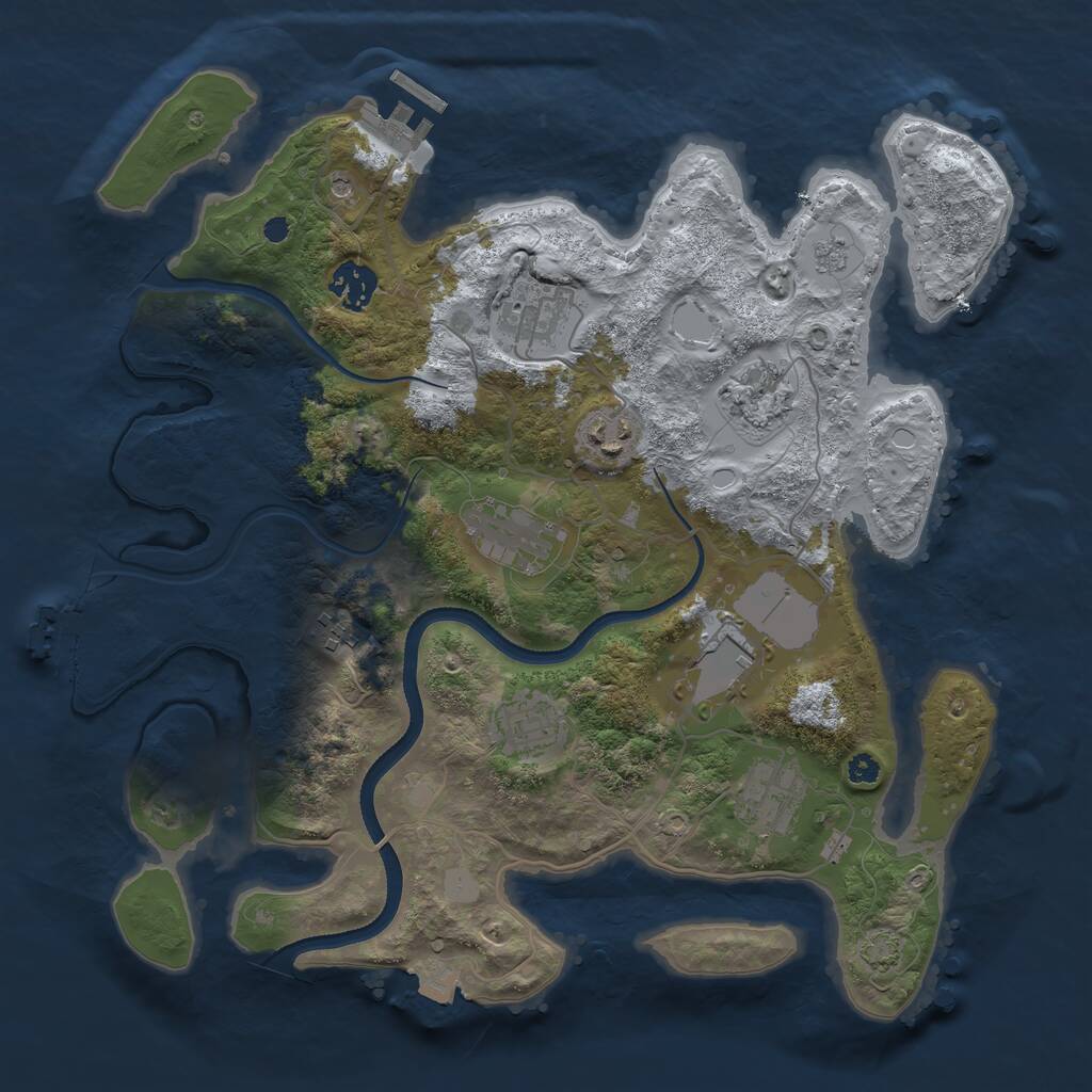 Rust Map: Procedural Map, Size: 3500, Seed: 738431, 15 Monuments