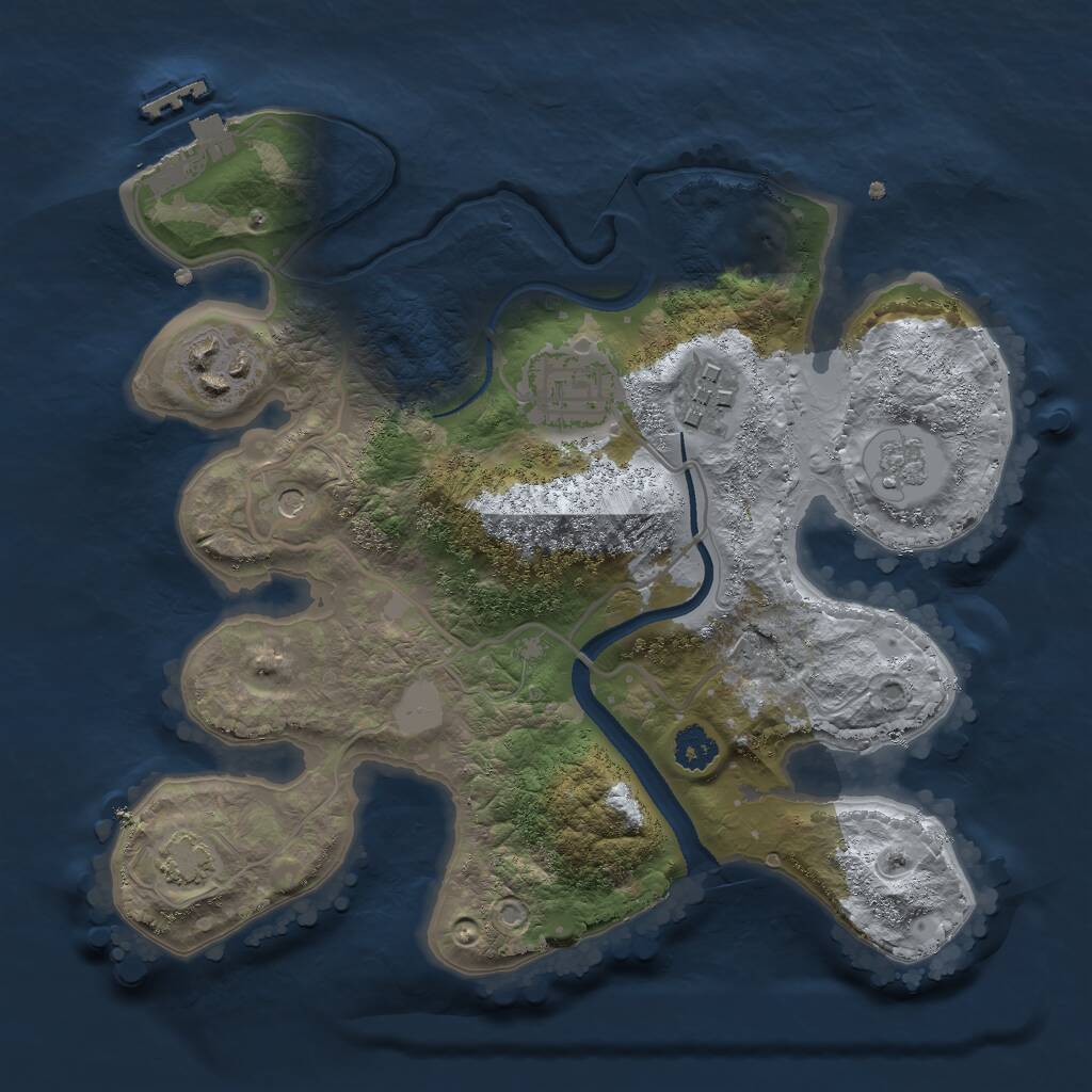 Rust Map: Procedural Map, Size: 2500, Seed: 1180907102, 8 Monuments