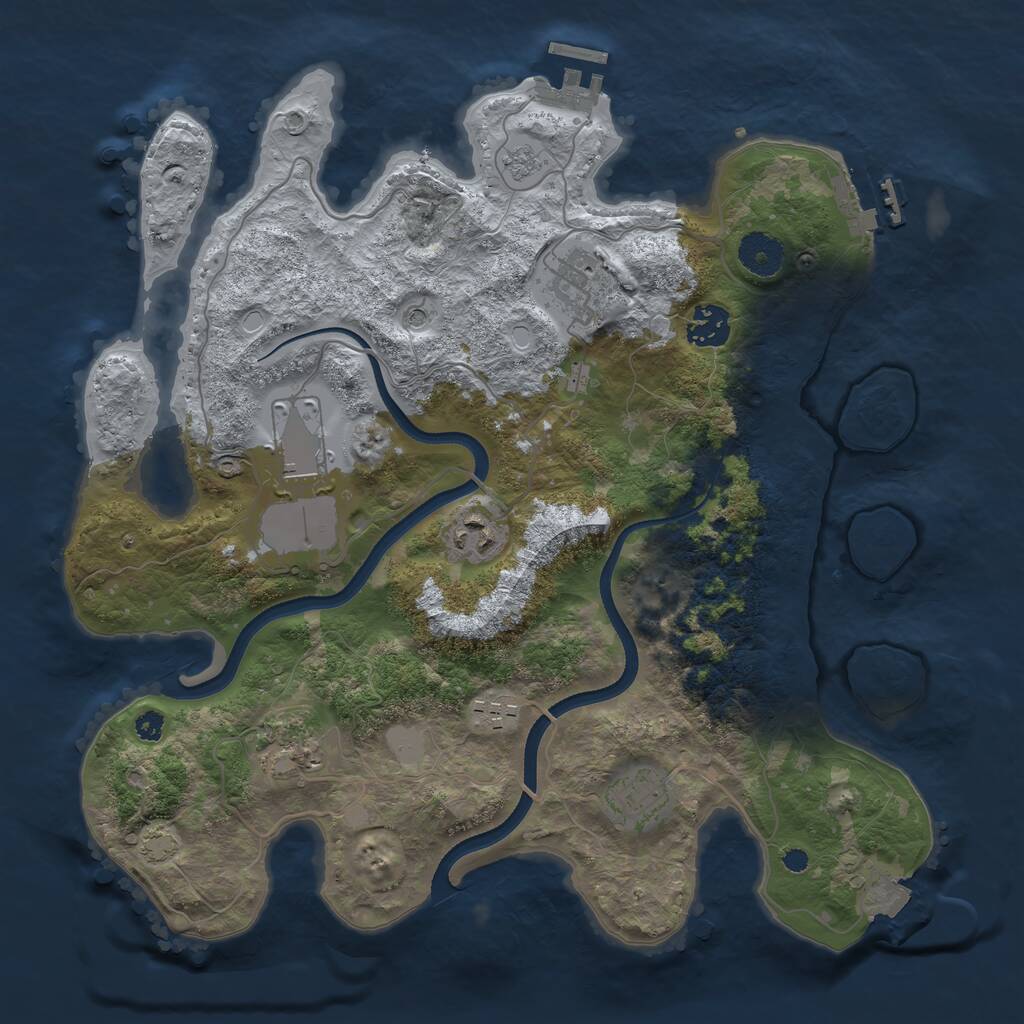Rust Map: Procedural Map, Size: 3500, Seed: 681215963, 13 Monuments