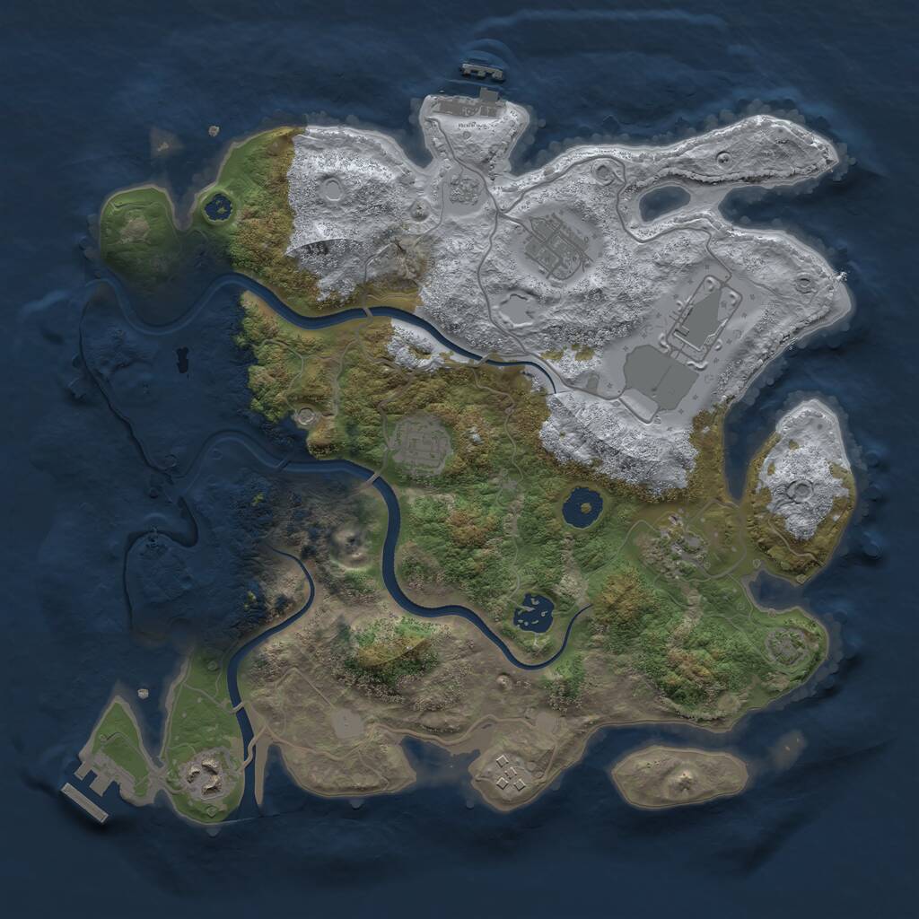 Rust Map: Procedural Map, Size: 3500, Seed: 3906773, 13 Monuments