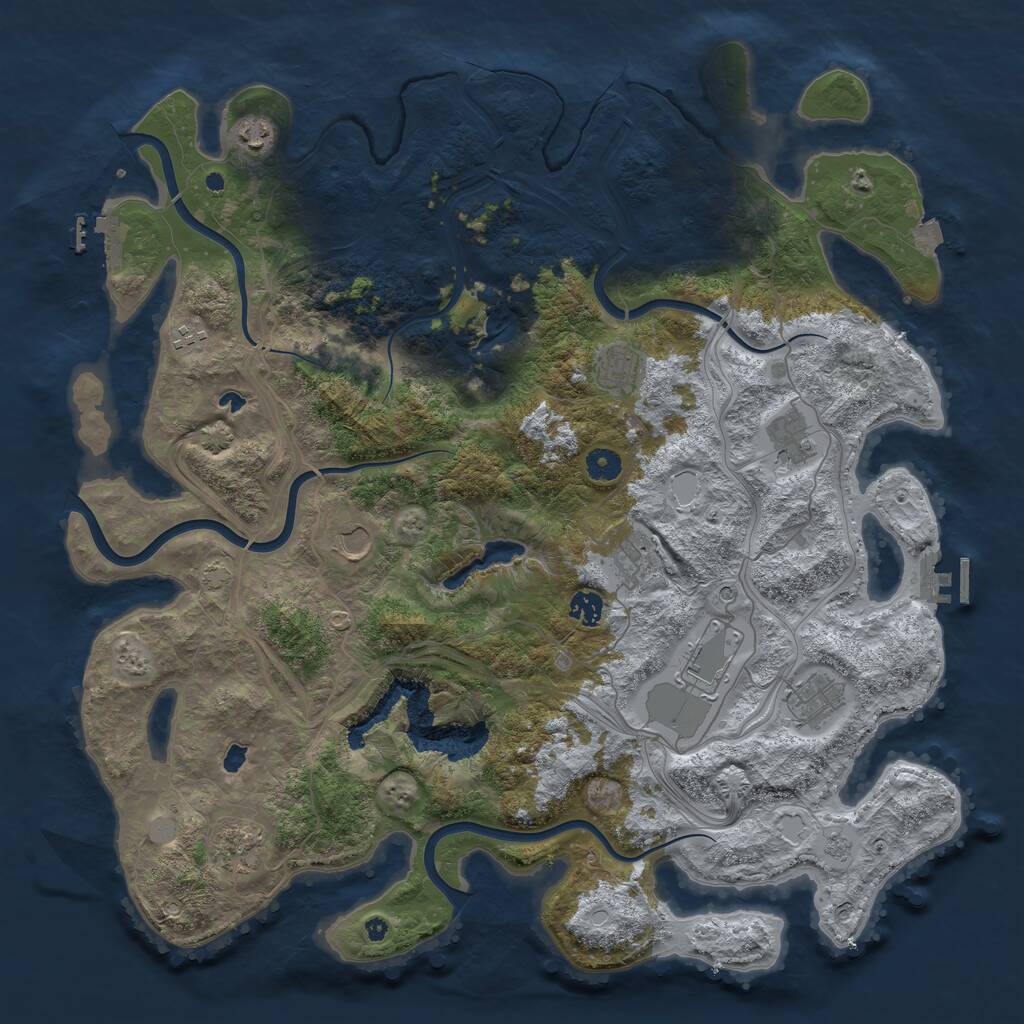 Rust Map: Procedural Map, Size: 4500, Seed: 649743344, 16 Monuments